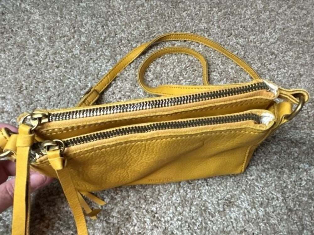 Margot New York Yellow Leather Double Zip Crossbody Bag - Picture 6 of 13